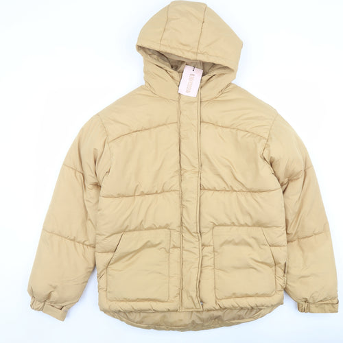 Missguided Womens Beige Puffer Jacket Jacket Size 8 Zip