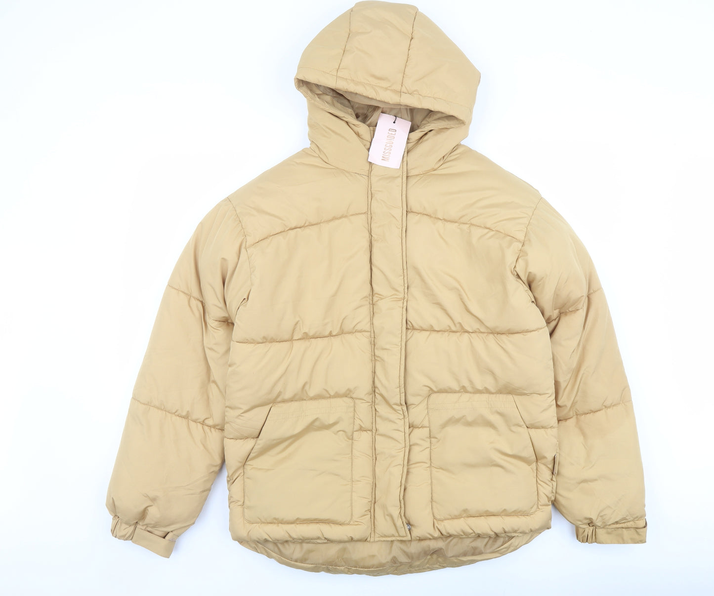 Missguided Womens Beige Puffer Jacket Jacket Size 8 Zip