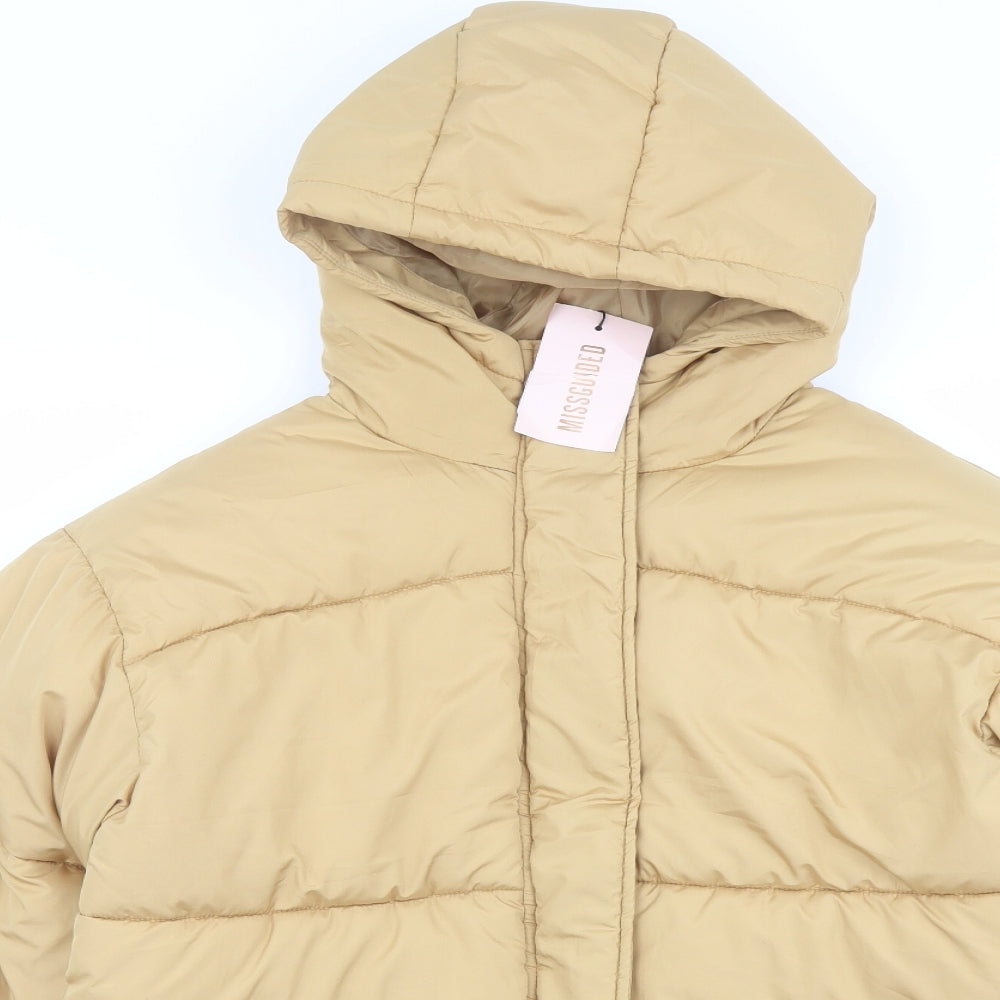 Missguided Womens Beige Puffer Jacket Jacket Size 8 Zip