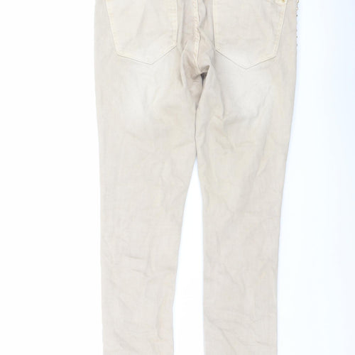 Zara Womens Beige Cotton Straight Jeans Size 12 L27 in Regular Button