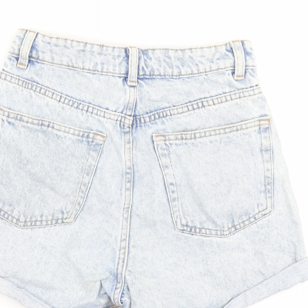 Denim & Co. Womens Blue Cotton Boyfriend Shorts Size 6 L3 in Regular Button
