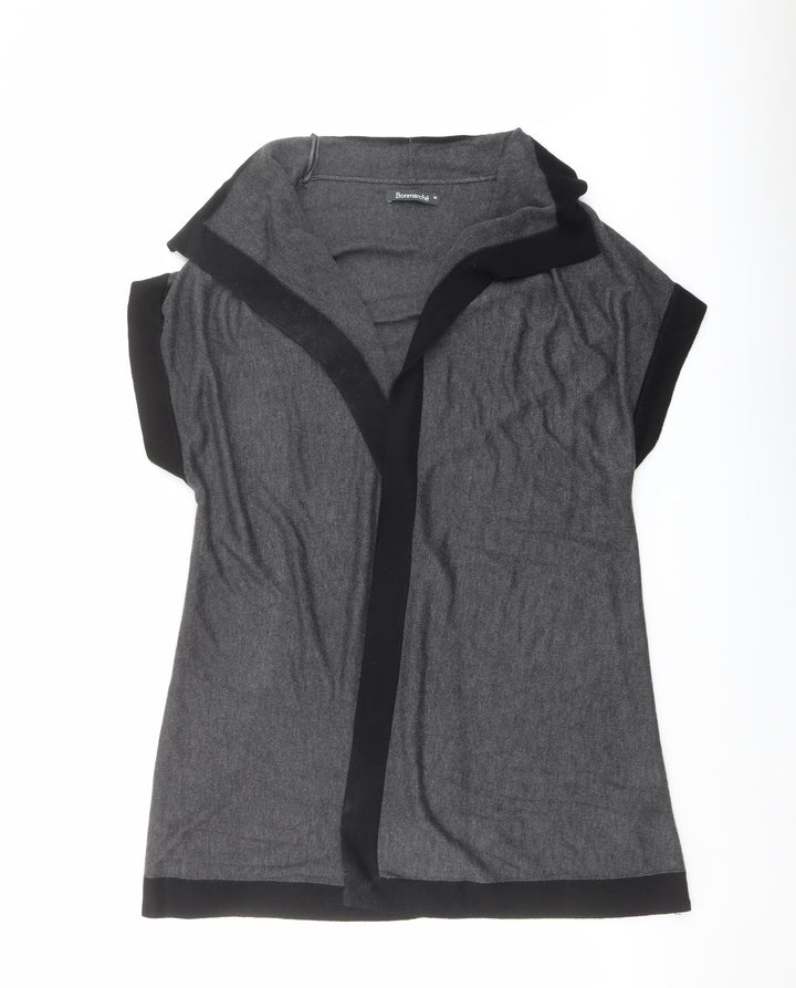 Bonmarché Womens Grey V-Neck Viscose Cape Jumper Size M