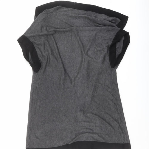 Bonmarché Womens Grey V-Neck Viscose Cape Jumper Size M