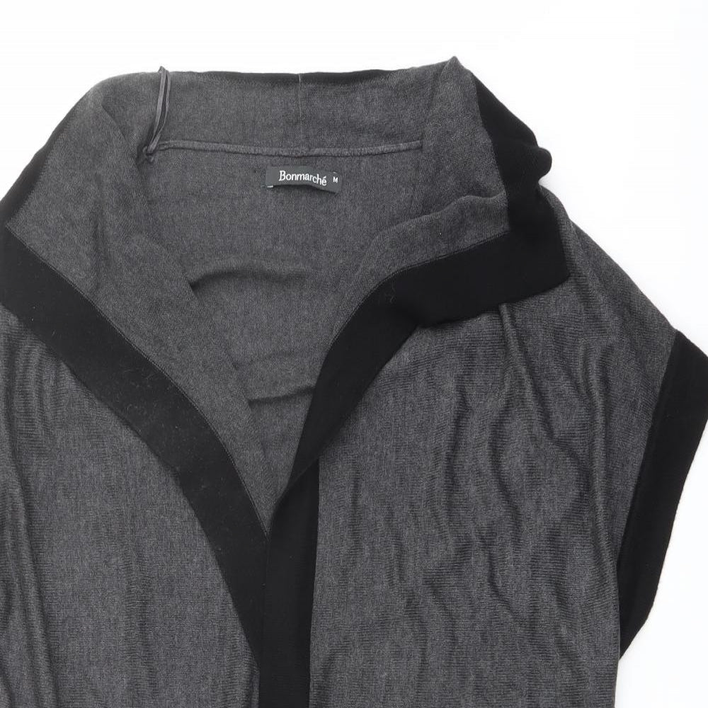 Bonmarché Womens Grey V-Neck Viscose Cape Jumper Size M