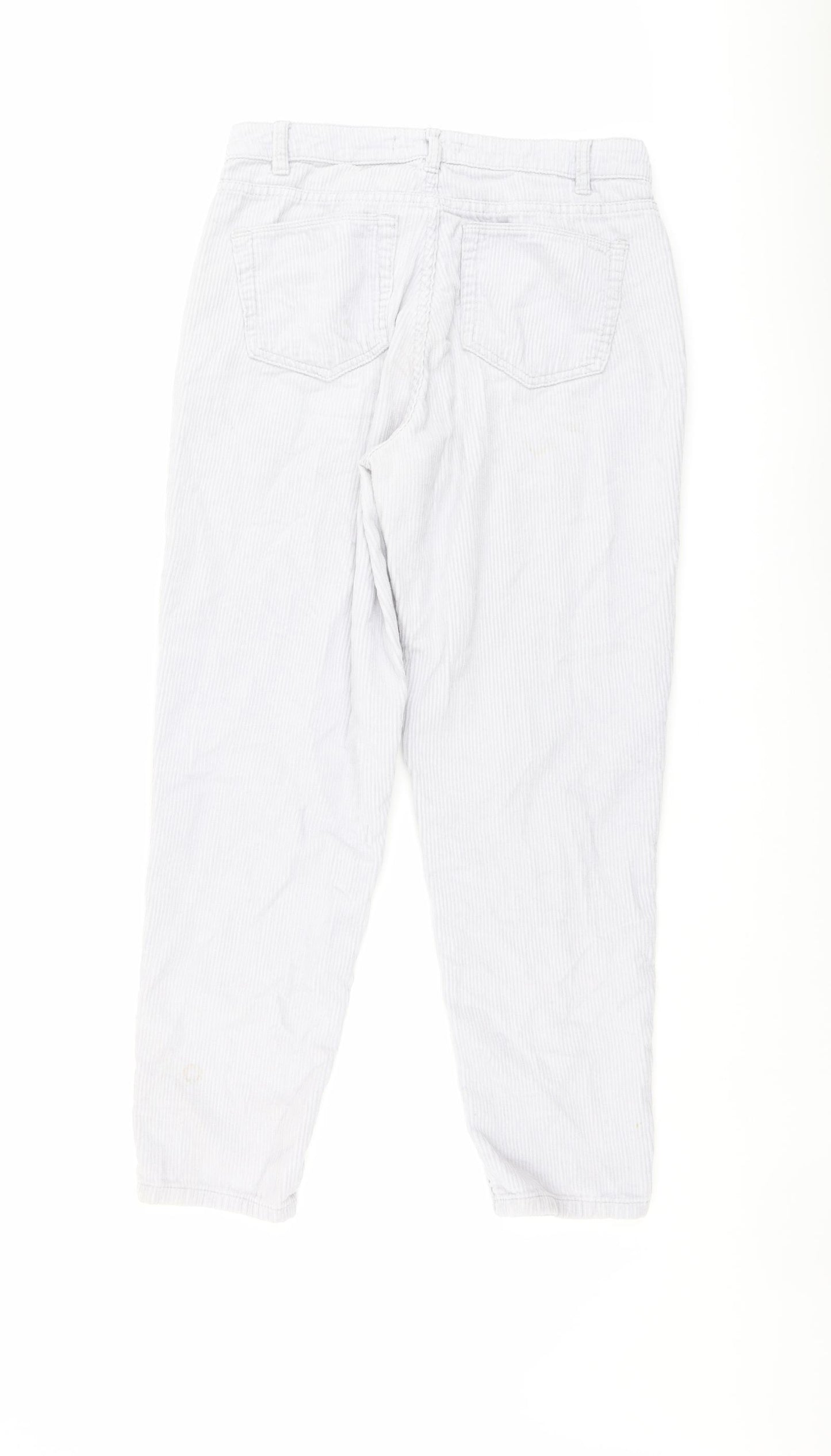 Denim & Co. Womens Grey Cotton Trousers Size 10 L26 in Regular Button