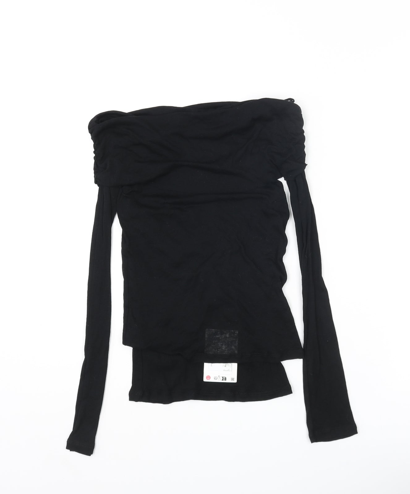 Zara Womens Beige Cotton Basic T-Shirt Size S Off the Shoulder