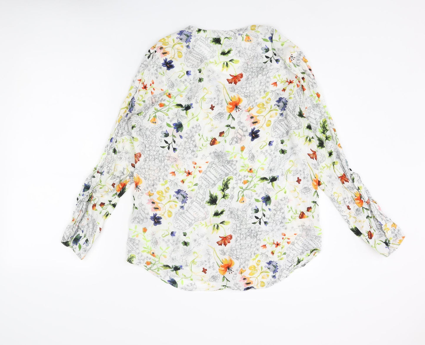 Max Jeans Womens Multicoloured Geometric Viscose Basic Button-Up Size M V-Neck - Floral