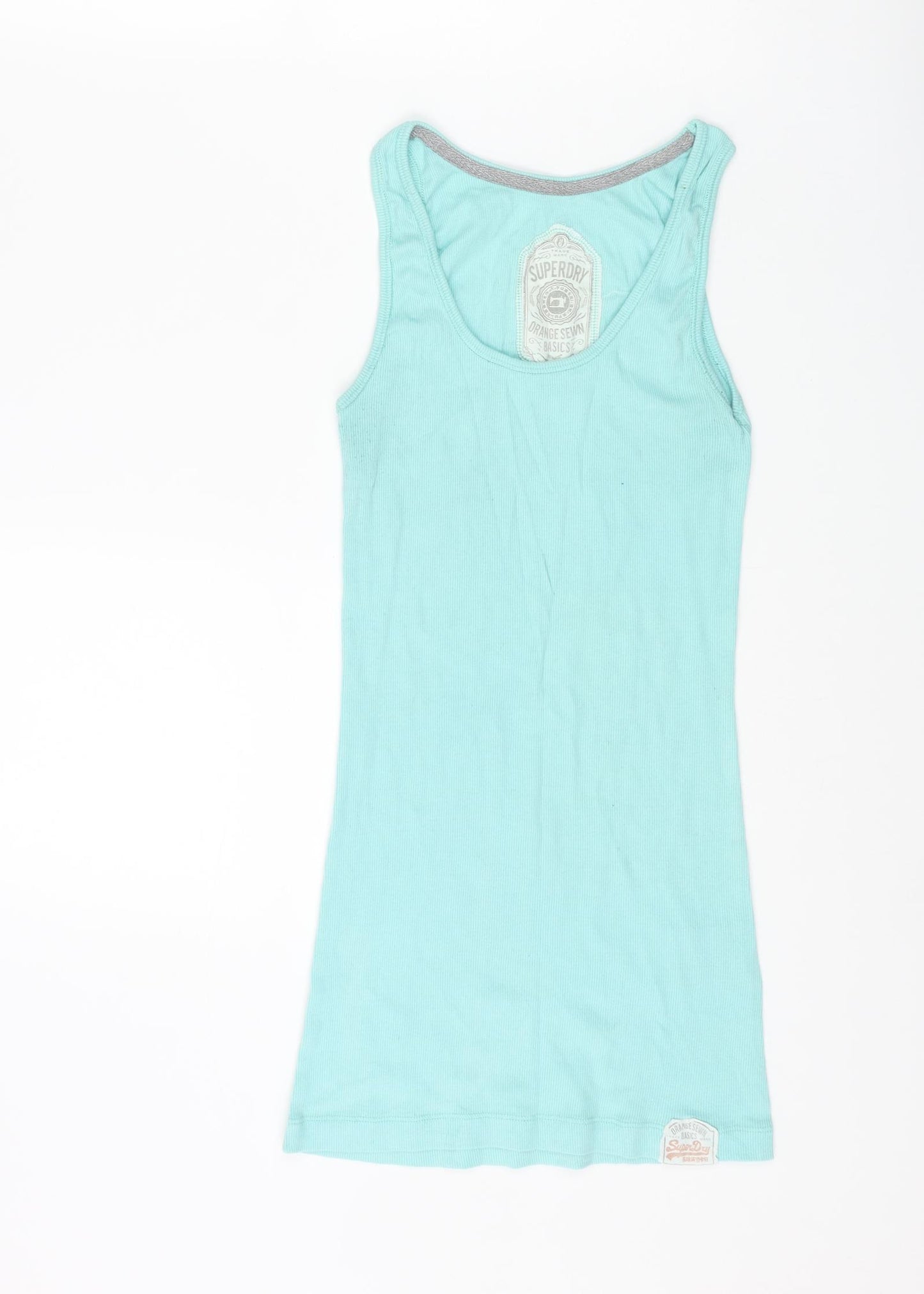 Superdry Womens Blue Cotton Basic Tank Size L Scoop Neck
