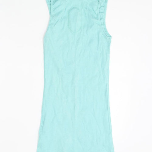 Superdry Womens Blue Cotton Basic Tank Size L Scoop Neck