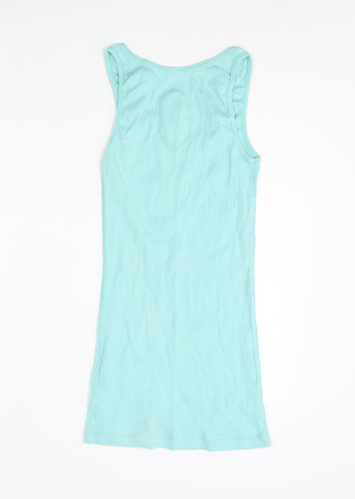 Superdry Womens Blue Cotton Basic Tank Size L Scoop Neck