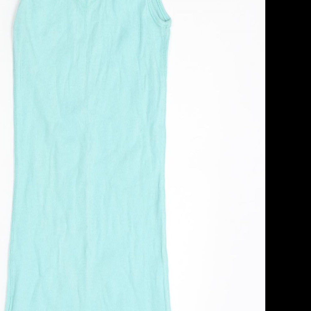 Superdry Womens Blue Cotton Basic Tank Size L Scoop Neck