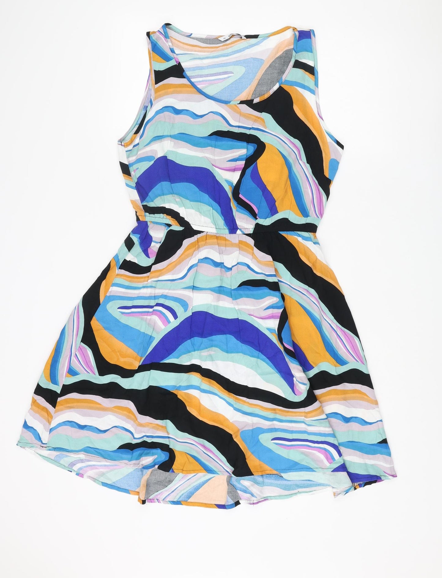 Only Womens Multicoloured Geometric Viscose A-Line Size 12 Scoop Neck Pullover - Marble