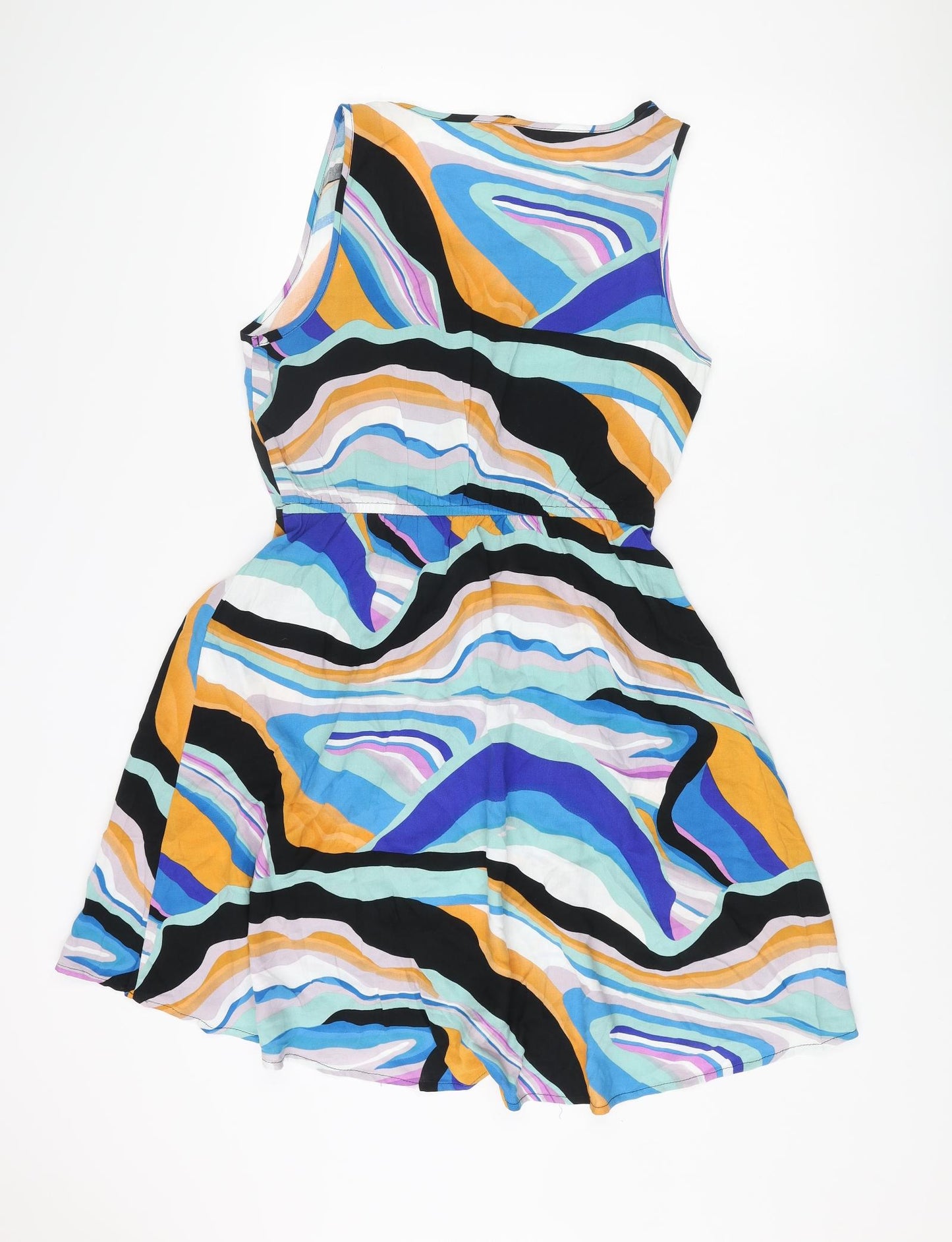 Only Womens Multicoloured Geometric Viscose A-Line Size 12 Scoop Neck Pullover - Marble