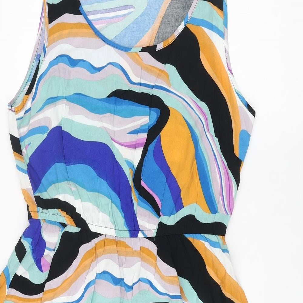 Only Womens Multicoloured Geometric Viscose A-Line Size 12 Scoop Neck Pullover - Marble