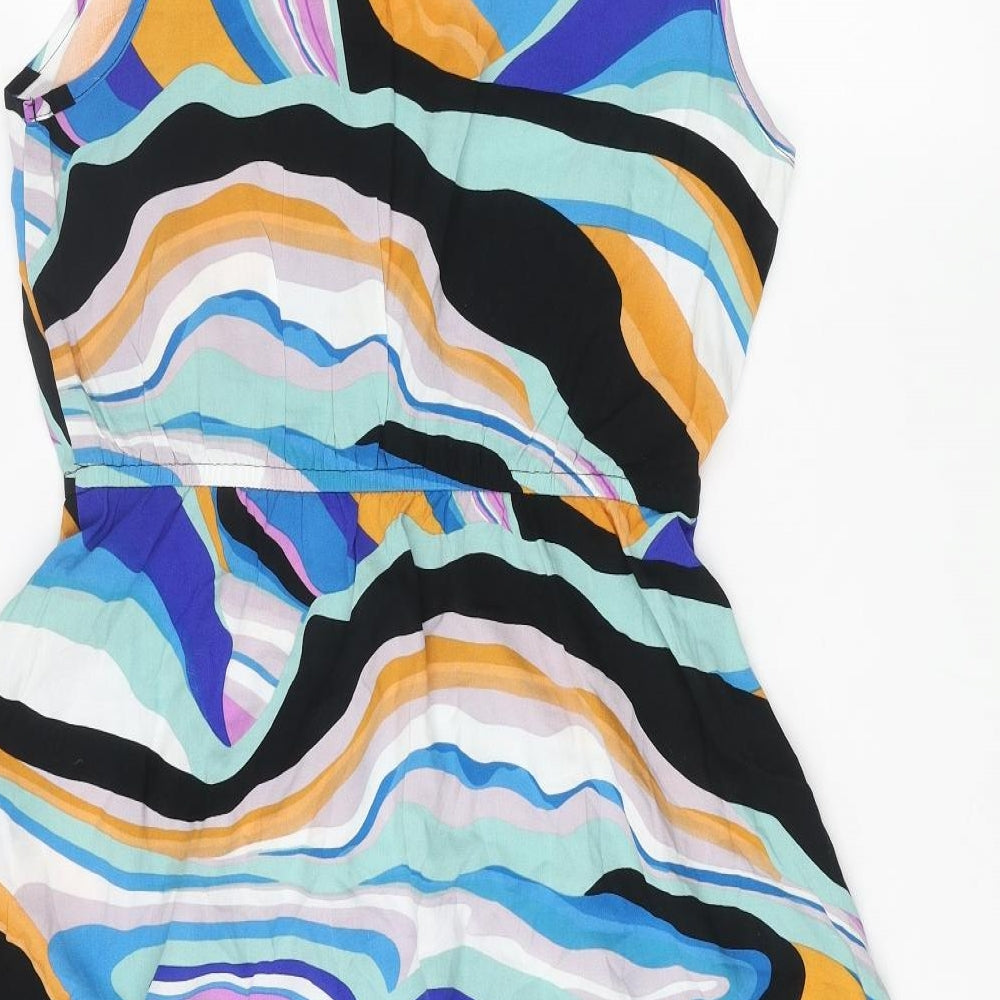 Only Womens Multicoloured Geometric Viscose A-Line Size 12 Scoop Neck Pullover - Marble