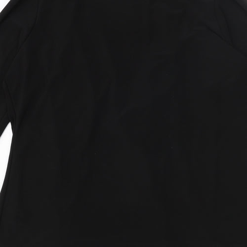 Nicole Womens Black Polyester Kimono Blouse Size L V-Neck - Lace Collar