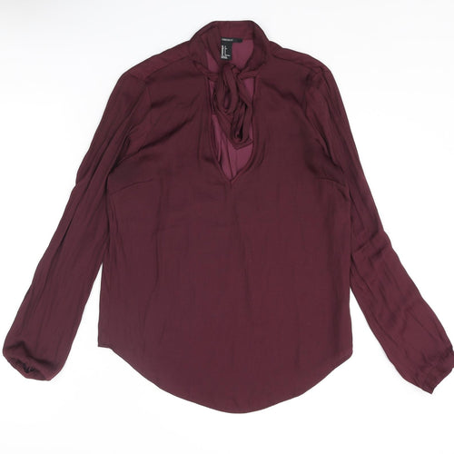 FOREVER 21 Womens Purple Polyester Basic Blouse Size S Mock Neck - Keyhole Neck