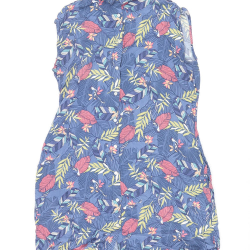 EWM Womens Multicoloured Geometric Viscose Shirt Dress Size 14 Collared Button - Plant Print