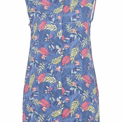EWM Womens Multicoloured Geometric Viscose Shirt Dress Size 14 Collared Button - Plant Print