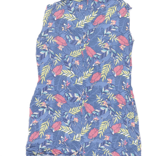 EWM Womens Multicoloured Geometric Viscose Shirt Dress Size 14 Collared Button - Plant Print