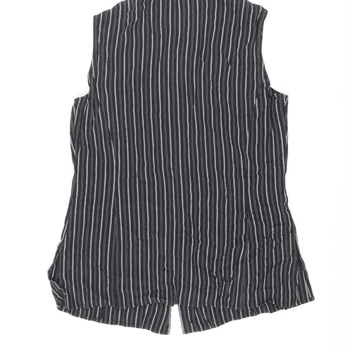 Precis Womens Black Striped Viscose Basic Button-Up Size 8 Collared