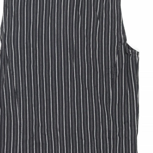 Precis Womens Black Striped Viscose Basic Button-Up Size 8 Collared