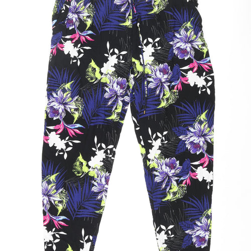 Dorothy Perkins Womens Multicoloured Geometric Viscose Trousers Size 16 L30 in Regular Drawstring - Plant Print