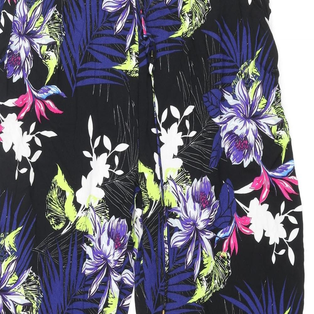 Dorothy Perkins Womens Multicoloured Geometric Viscose Trousers Size 16 L30 in Regular Drawstring - Plant Print
