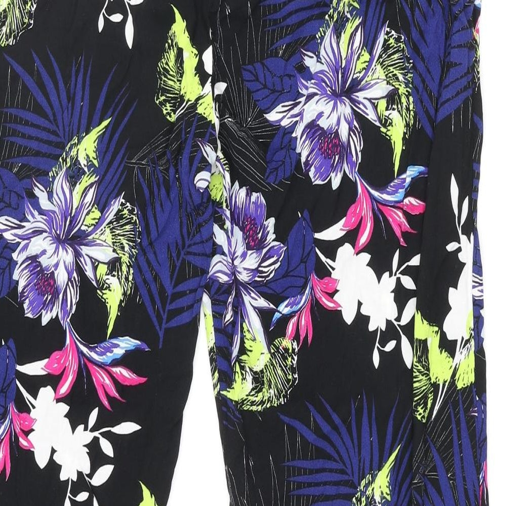 Dorothy Perkins Womens Multicoloured Geometric Viscose Trousers Size 16 L30 in Regular Drawstring - Plant Print