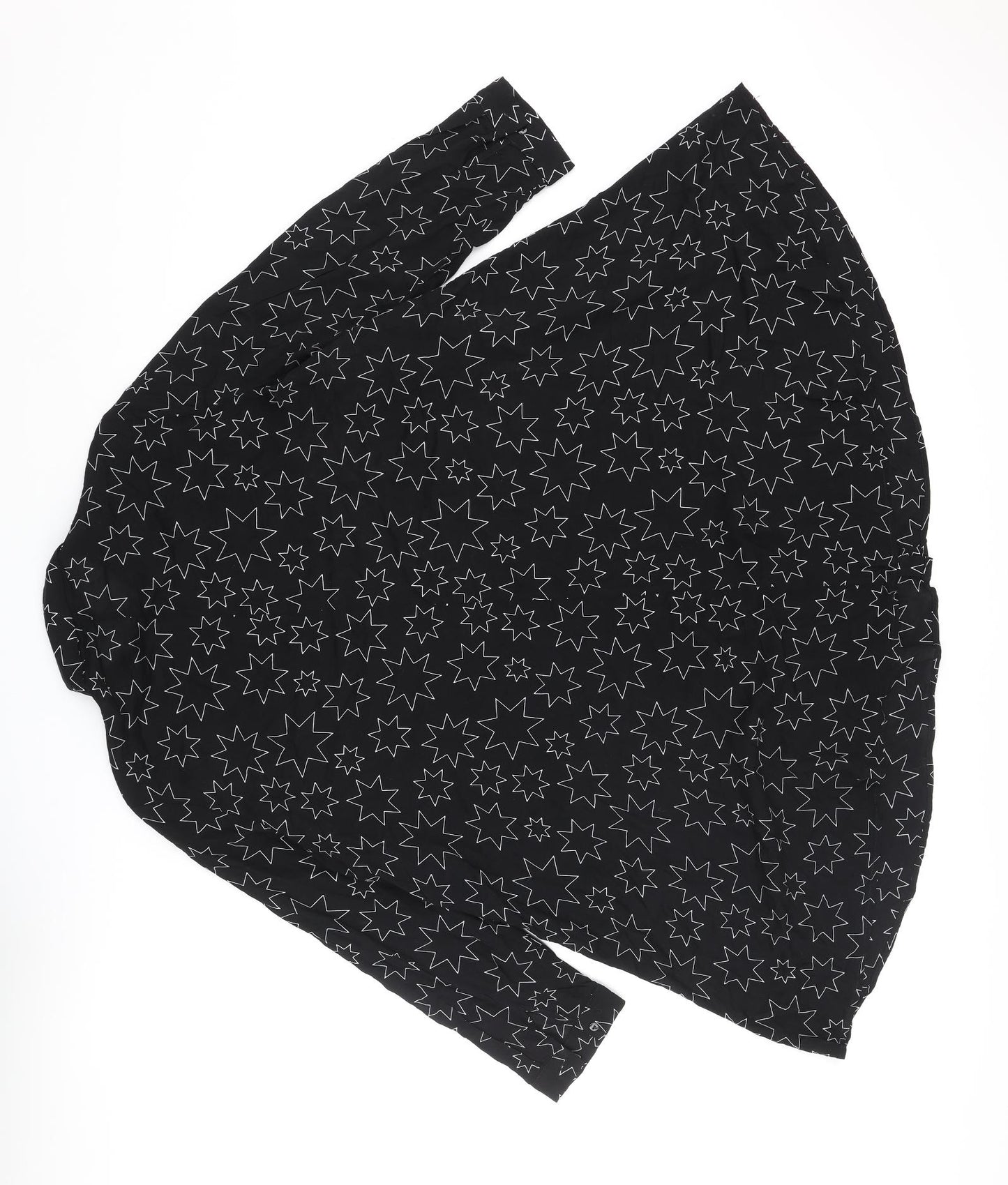 Zara Womens Black Geometric Polyester Shirt Dress Size M Collared Button - Star Print