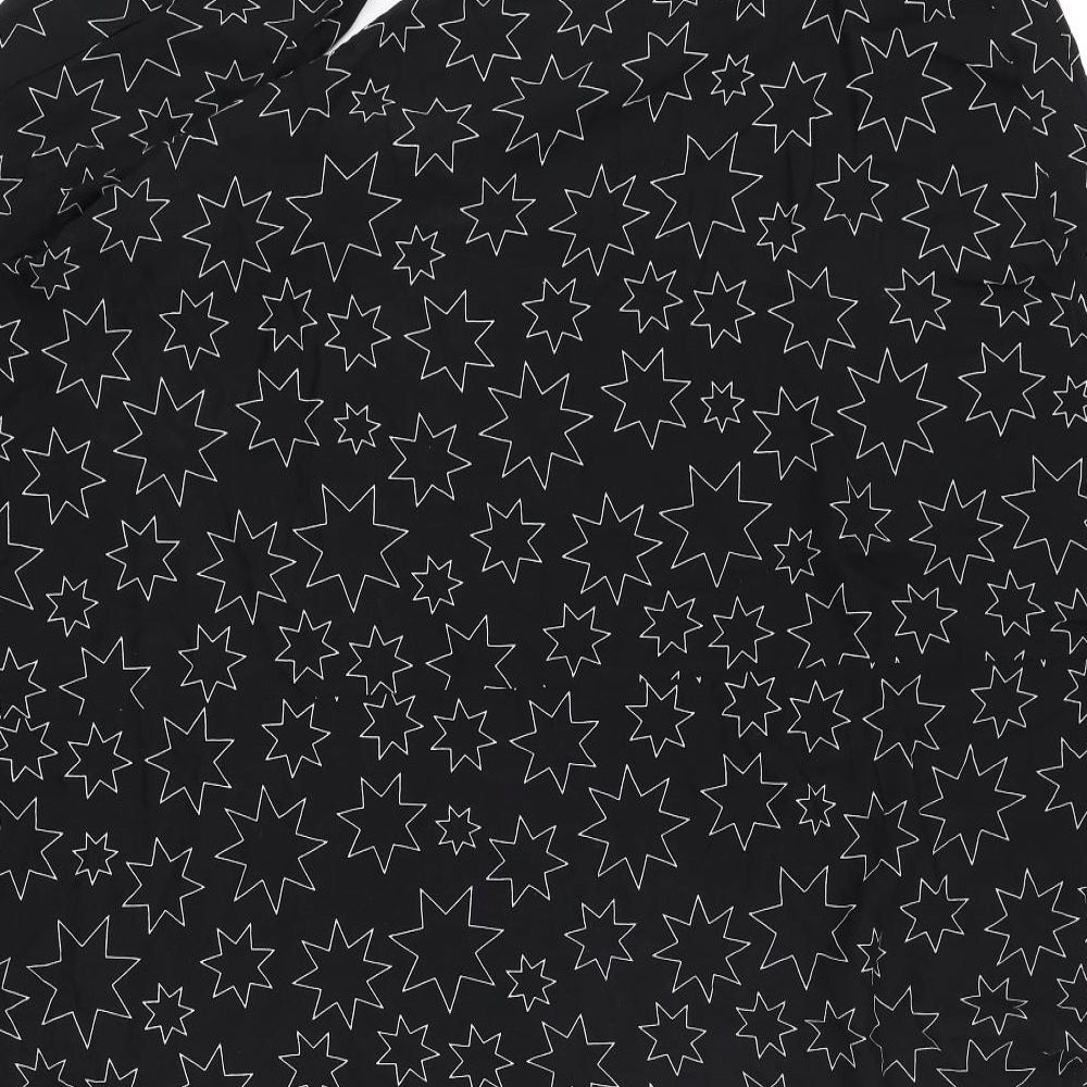 Zara Womens Black Geometric Polyester Shirt Dress Size M Collared Button - Star Print