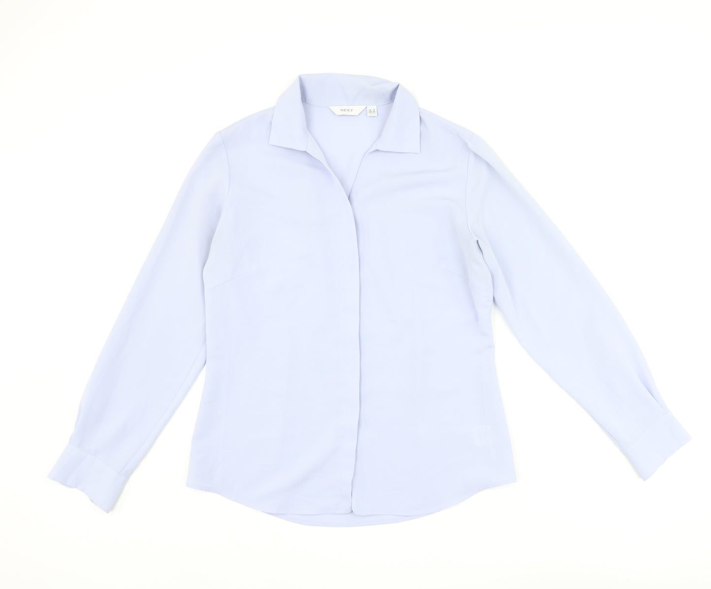 NEXT Womens Purple Polyester Basic Button-Up Size 12 Collared