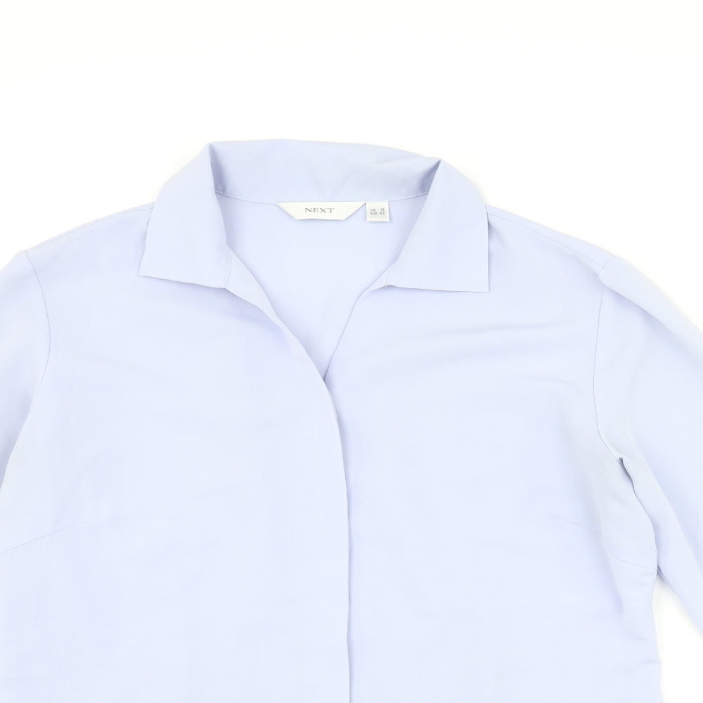NEXT Womens Purple Polyester Basic Button-Up Size 12 Collared