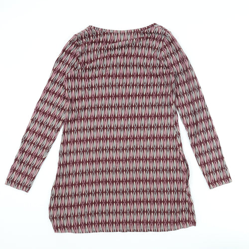 Mudd & Water Womens Purple Geometric Cotton Mini Size 8 Henley Button - Pocket