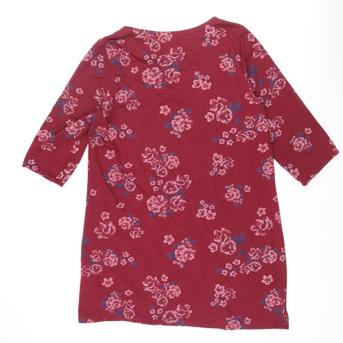 Pebble Bay Womens Red Floral Polyester Shift Size 16 Round Neck Pullover - Pocket