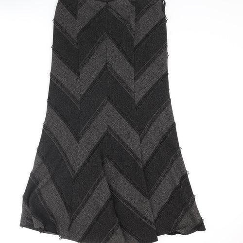 Principles Womens Grey Geometric Polyester Maxi Skirt Size 10 Zip - Zig Zag Fray