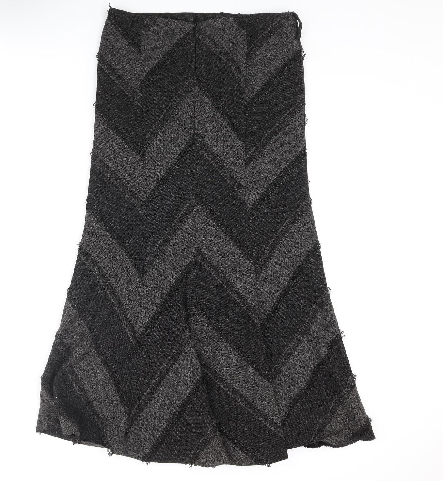 Principles Womens Grey Geometric Polyester Maxi Skirt Size 10 Zip - Zig Zag Fray