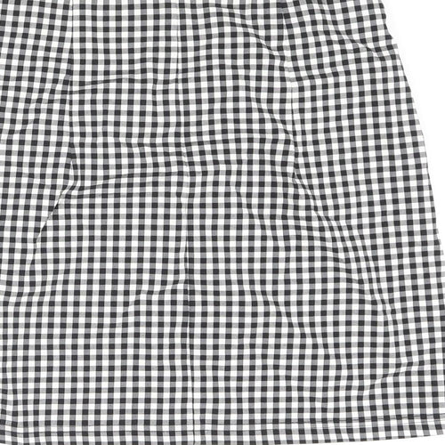 Topshop Womens Black Check Viscose Mini Skirt Size 10 - Front Slit