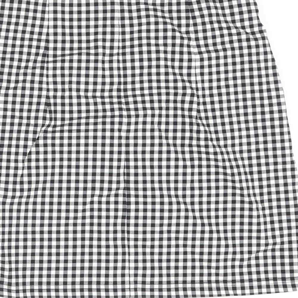 Topshop Womens Black Check Viscose Mini Skirt Size 10 - Front Slit