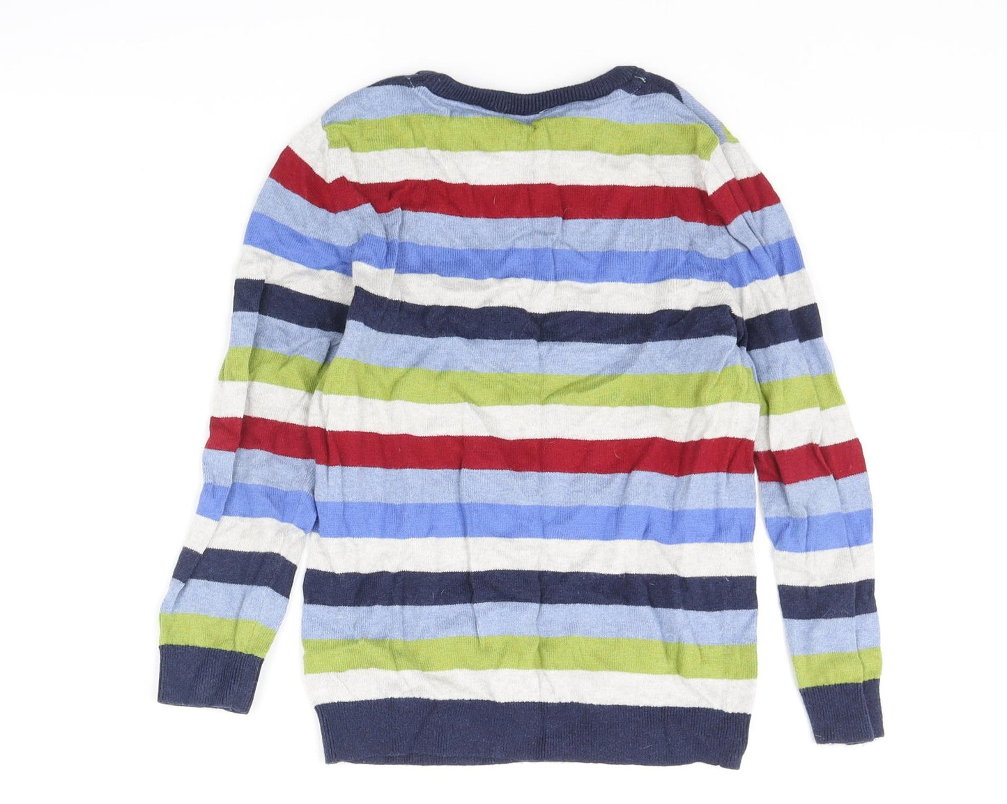 John Lewis Boys Multicoloured Collared Striped Cotton Pullover Jumper Size 7 Years Pullover