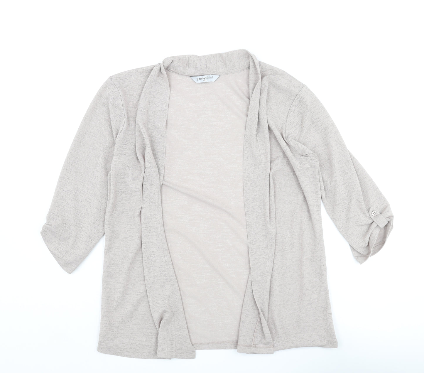 Penny Plain Womens Beige Polyester Kimono Blouse Size 10 V-Neck - Size 10-12