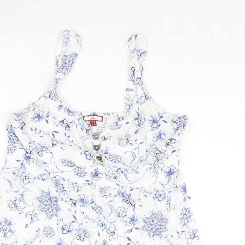 Joe Browns Womens White Floral Viscose Camisole Blouse Size 14 Sweetheart - Button