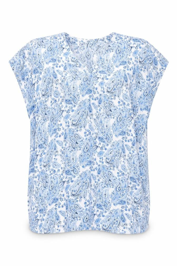 Front view of H&M women’s blue paisley polyester cover up, size M