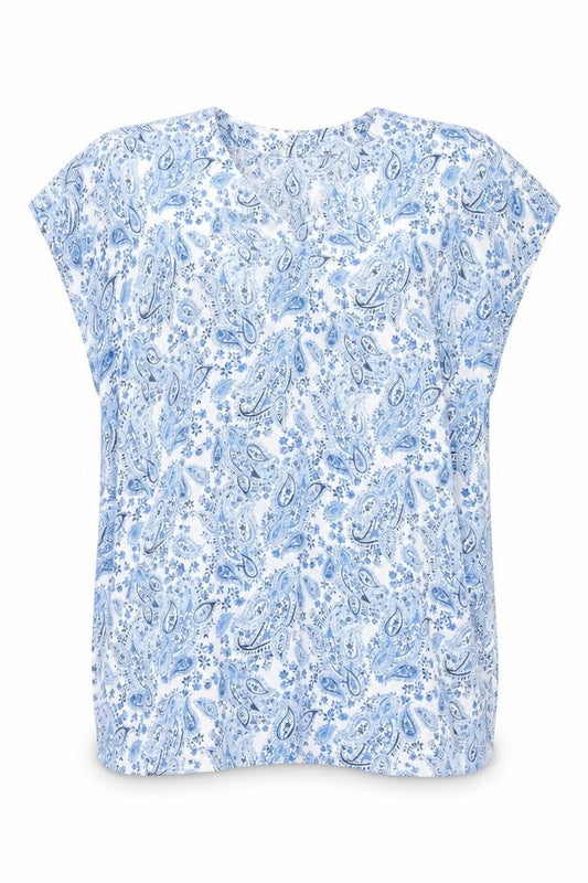 Front view of H&M women’s blue paisley polyester cover up, size M