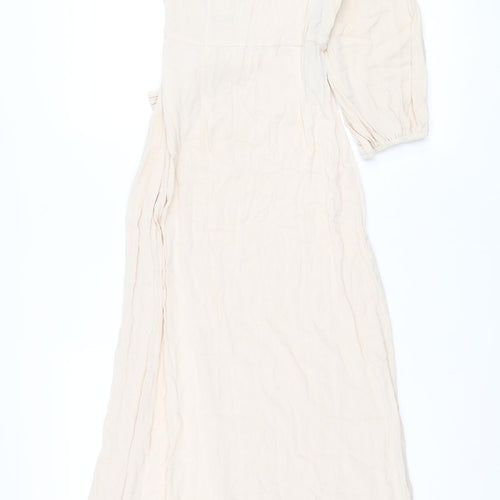 Missguided Womens Pink Viscose Maxi Size 8 One Shoulder Zip - Knot High Slit