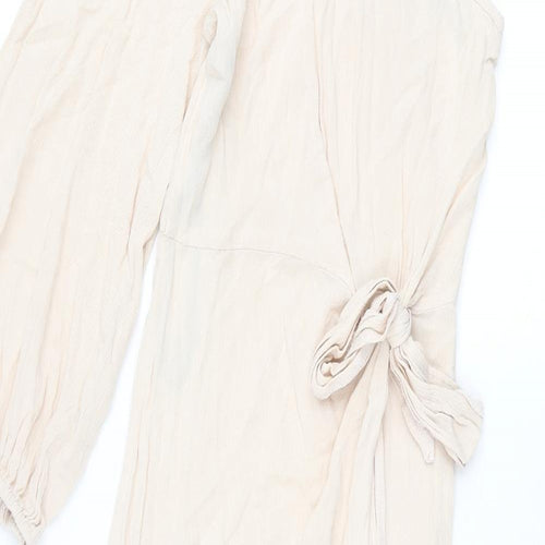 Missguided Womens Pink Viscose Maxi Size 8 One Shoulder Zip - Knot High Slit