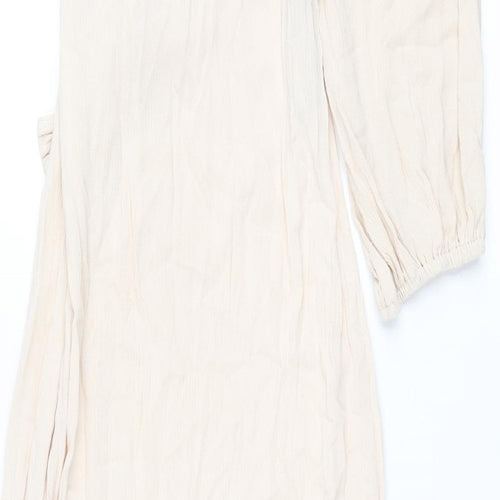 Missguided Womens Pink Viscose Maxi Size 8 One Shoulder Zip - Knot High Slit