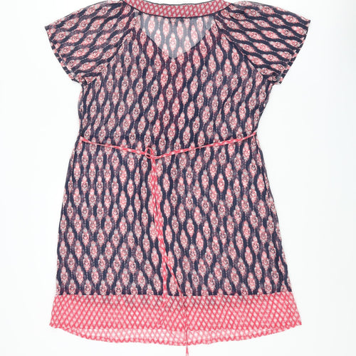 RJR.John Rocha Womens Multicoloured Geometric Polyester Shift Size 14 V-Neck Pullover - Sequin Neck