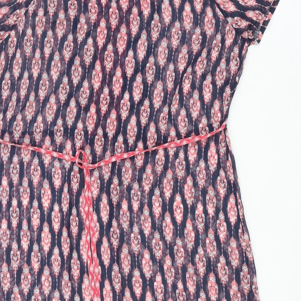 RJR.John Rocha Womens Multicoloured Geometric Polyester Shift Size 14 V-Neck Pullover - Sequin Neck