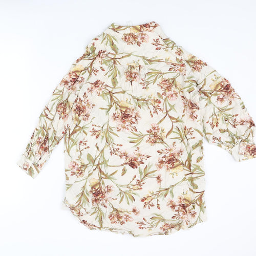 H&M Womens Multicoloured Floral Viscose Tunic Blouse Size 10 Henley